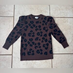 Crosby by Mollie Burch Bixby Dark Brown Leopard Print Sweater Size XS